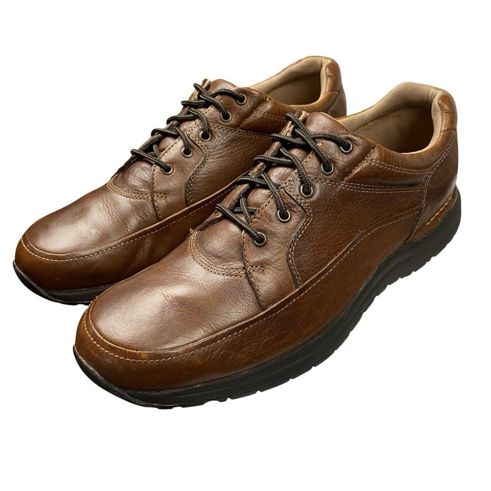 Rockport Edge Hill Oxford Shoes 8.5M Brown Leather Vibram LaceUp Comfort Walking